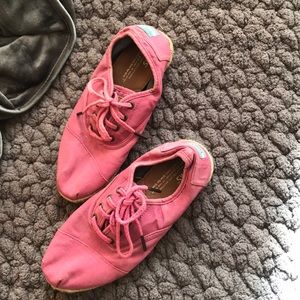 Pink Toms tie sneakers